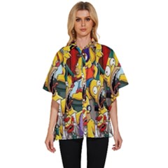 The Simpsons, Cartoon, Crazy, Dope Women s Batwing Button Up Shirt