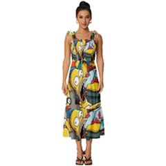 The Simpsons, Cartoon, Crazy, Dope Tie-strap Tiered Midi Chiffon Dress by nateshop