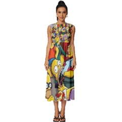 The Simpsons, Cartoon, Crazy, Dope Sleeveless Round Neck Midi Dress by nateshop