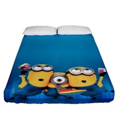 Minions, Blue, Cartoon, Cute, Friends Fitted Sheet (queen Size) by nateshop