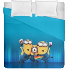 Minions, Blue, Cartoon, Cute, Friends Duvet Cover Double Side (king Size) by nateshop