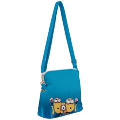 Minions, Blue, Cartoon, Cute, Friends Zipper Messenger Bag by nateshop