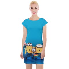 Minions, Blue, Cartoon, Cute, Friends Cap Sleeve Bodycon Dress by nateshop