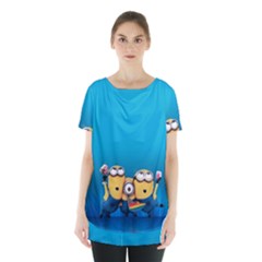 Minions, Blue, Cartoon, Cute, Friends Skirt Hem Sports Top by nateshop