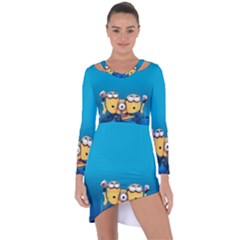 Minions, Blue, Cartoon, Cute, Friends Asymmetric Cut-out Shift Dress by nateshop