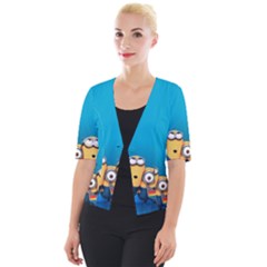 Minions, Blue, Cartoon, Cute, Friends Cropped Button Cardigan by nateshop