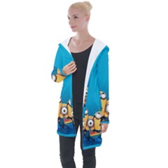 Minions, Blue, Cartoon, Cute, Friends Longline Hooded Cardigan by nateshop