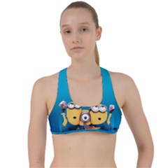 Minions, Blue, Cartoon, Cute, Friends Criss Cross Racerback Sports Bra by nateshop