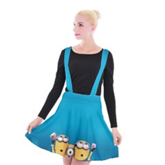 Minions, Blue, Cartoon, Cute, Friends Suspender Skater Skirt by nateshop