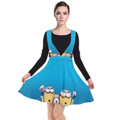 Minions, Blue, Cartoon, Cute, Friends Plunge Pinafore Dress by nateshop