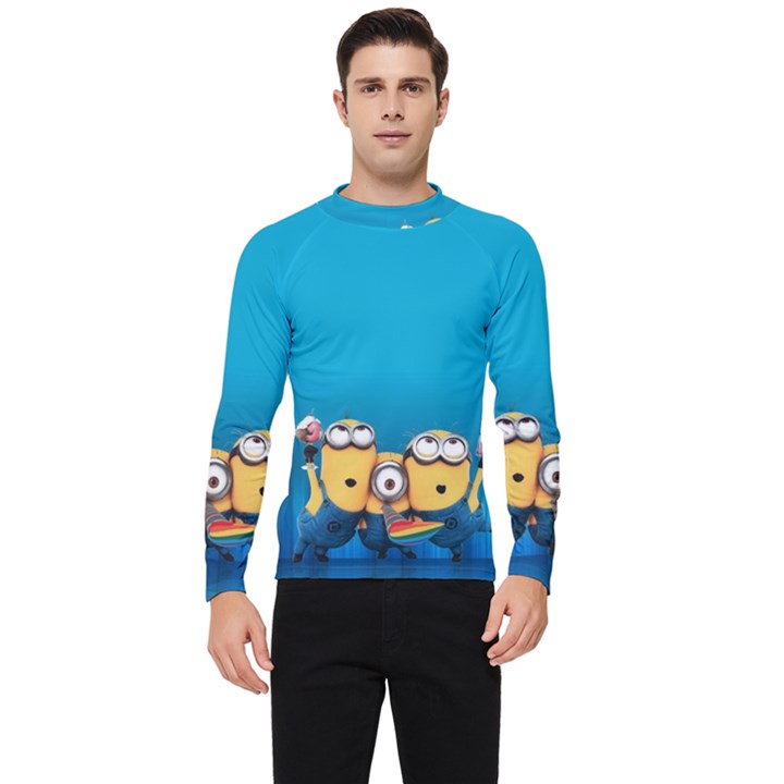 Minions, Blue, Cartoon, Cute, Friends Men s Long Sleeve Rash Guard