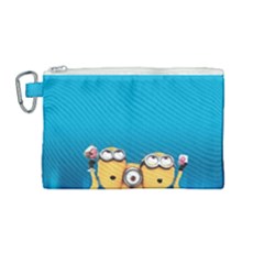 Minions, Blue, Cartoon, Cute, Friends Canvas Cosmetic Bag (medium) by nateshop