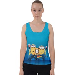 Minions, Blue, Cartoon, Cute, Friends Velvet Tank Top by nateshop