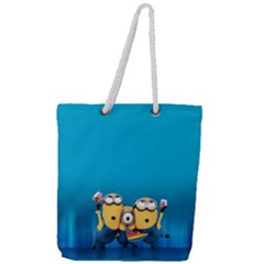 Minions, Blue, Cartoon, Cute, Friends Full Print Rope Handle Tote (large) by nateshop