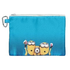 Minions, Blue, Cartoon, Cute, Friends Canvas Cosmetic Bag (xl) by nateshop