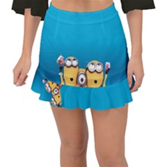 Minions, Blue, Cartoon, Cute, Friends Fishtail Mini Chiffon Skirt by nateshop