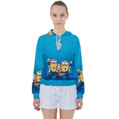 Minions, Blue, Cartoon, Cute, Friends Women s Tie Up Sweat by nateshop