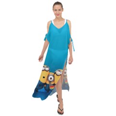 Minions, Blue, Cartoon, Cute, Friends Maxi Chiffon Cover Up Dress by nateshop