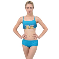 Minions, Blue, Cartoon, Cute, Friends Layered Top Bikini Set by nateshop