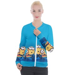 Minions, Blue, Cartoon, Cute, Friends Casual Zip Up Jacket by nateshop