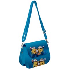 Minions, Blue, Cartoon, Cute, Friends Saddle Handbag