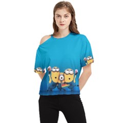 Minions, Blue, Cartoon, Cute, Friends One Shoulder Cut Out T-shirt by nateshop