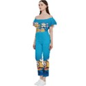 Minions, Blue, Cartoon, Cute, Friends Bardot Ruffle jumpsuit View2