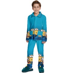 Minions, Blue, Cartoon, Cute, Friends Kids  Long Sleeve Velvet Pajamas Set by nateshop