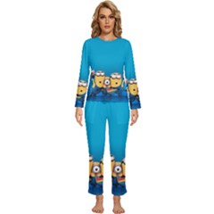 Minions, Blue, Cartoon, Cute, Friends Womens  Long Sleeve Lightweight Pajamas Set by nateshop