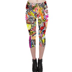 Sticker Bomb, Art, Cartoon, Dope Capri Leggings  by nateshop