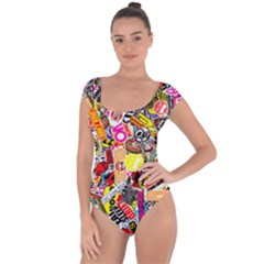 Sticker Bomb, Art, Cartoon, Dope Short Sleeve Leotard  by nateshop