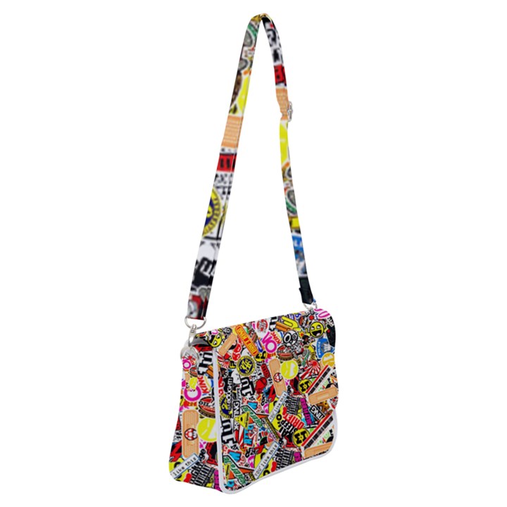 Sticker Bomb, Art, Cartoon, Dope Shoulder Bag with Back Zipper