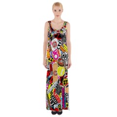 Sticker Bomb, Art, Cartoon, Dope Thigh Split Maxi Dress by nateshop