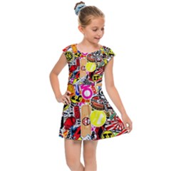 Sticker Bomb, Art, Cartoon, Dope Kids  Cap Sleeve Dress by nateshop