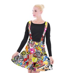 Sticker Bomb, Art, Cartoon, Dope Suspender Skater Skirt by nateshop