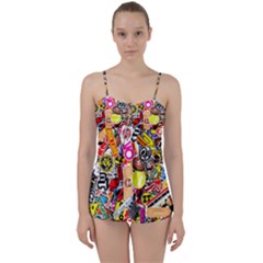 Sticker Bomb, Art, Cartoon, Dope Babydoll Tankini Set by nateshop