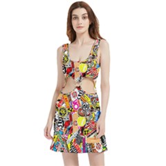 Sticker Bomb, Art, Cartoon, Dope Velour Cutout Dress by nateshop