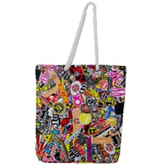 Sticker Bomb, Art, Cartoon, Dope Full Print Rope Handle Tote (large) by nateshop