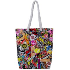 Sticker Bomb, Art, Cartoon, Dope Full Print Rope Handle Tote (small) by nateshop