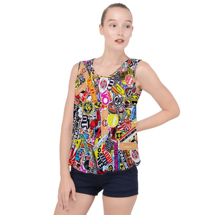 Sticker Bomb, Art, Cartoon, Dope Bubble Hem Chiffon Tank Top