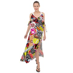 Sticker Bomb, Art, Cartoon, Dope Maxi Chiffon Cover Up Dress by nateshop