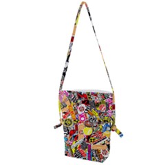 Sticker Bomb, Art, Cartoon, Dope Folding Shoulder Bag by nateshop