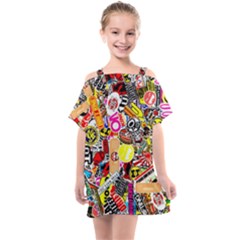 Sticker Bomb, Art, Cartoon, Dope Kids  One Piece Chiffon Dress by nateshop