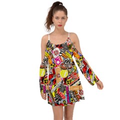 Sticker Bomb, Art, Cartoon, Dope Boho Dress by nateshop