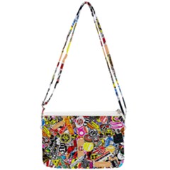 Sticker Bomb, Art, Cartoon, Dope Double Gusset Crossbody Bag by nateshop