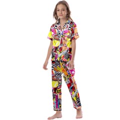 Sticker Bomb, Art, Cartoon, Dope Kids  Satin Short Sleeve Pajamas Set by nateshop