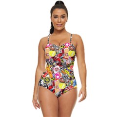 Sticker Bomb, Art, Cartoon, Dope Retro Full Coverage Swimsuit by nateshop