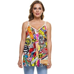 Sticker Bomb, Art, Cartoon, Dope Casual Spaghetti Strap Chiffon Top by nateshop