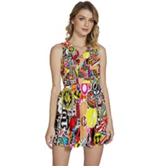 Sticker Bomb, Art, Cartoon, Dope Sleeveless High Waist Mini Dress by nateshop