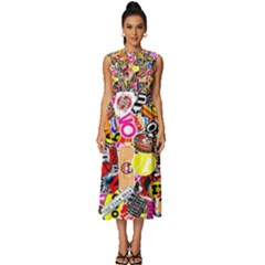 Sticker Bomb, Art, Cartoon, Dope Sleeveless Round Neck Midi Dress by nateshop